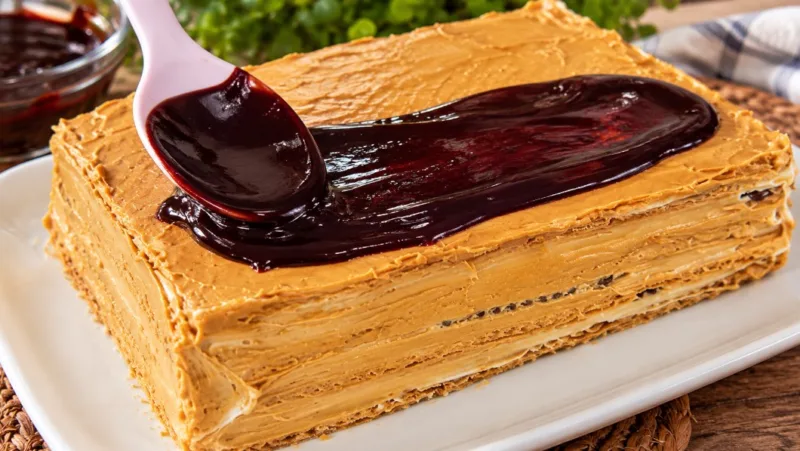 Švelnus nekeptas tortas su vafliniais lakštais, sausainiais ir krekeriais — žingsnis po žingsnio