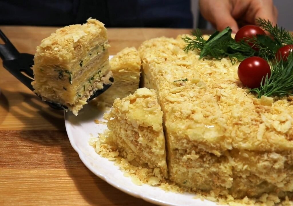 Užkandinis tortas‑salotos „Napoleonas“ šventiniam stalui