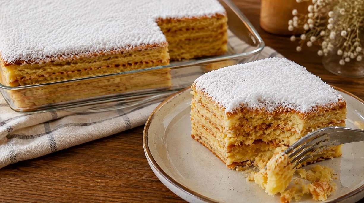 Greitas tortas be kepimo su mirkytais sausainiais ir švelniu kokosiniu kremu