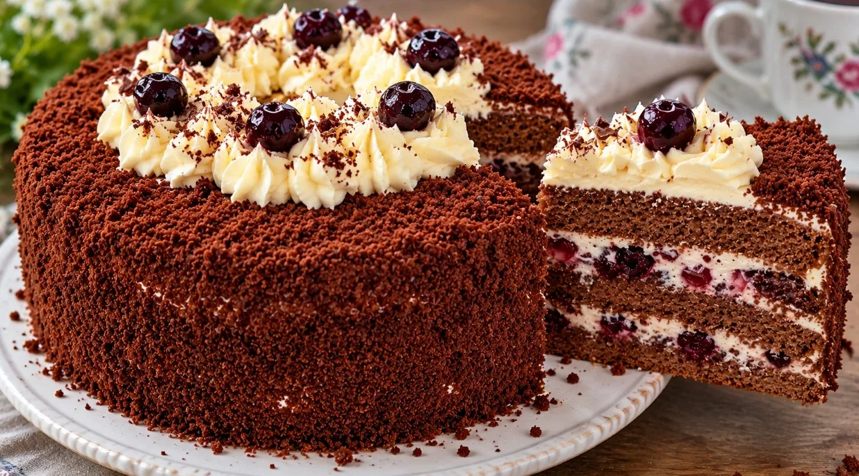 Tortas „Svajonė“ iš 80‑ųjų: šokoladiniai biskvitai, plikytas kremas ir vyšnių sluoksnis