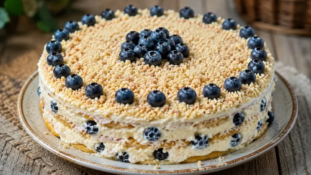Tortas „Ušky“ iš sausainių su varškės kremu be orkaitės — primena švelnų sūrio pyragą